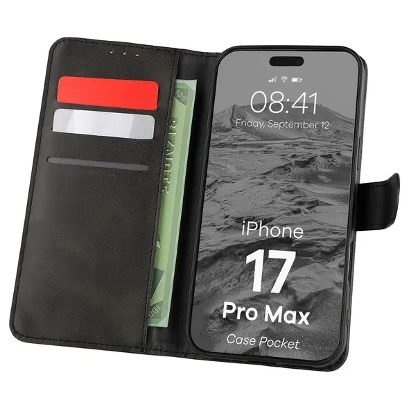 Etui z klapką Bizon Case Pocket do Apple iPhone 17 Pro Max czarne