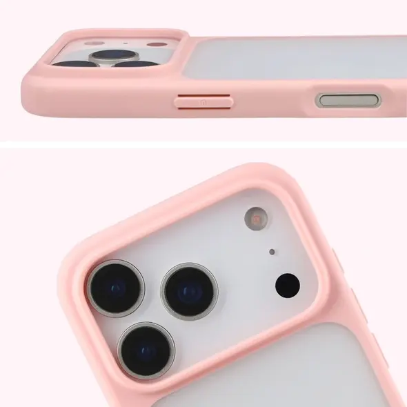 Etui Bizon Case Angelo do Apple iPhone 17 Pro półprzezroczyste z jasnoróżową ramką