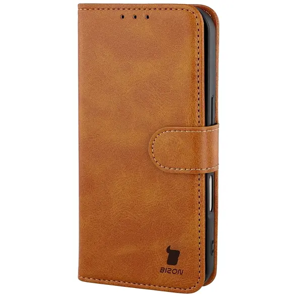 Etui z klapką Bizon Case Pocket do Apple iPhone 17 Pro brązowe