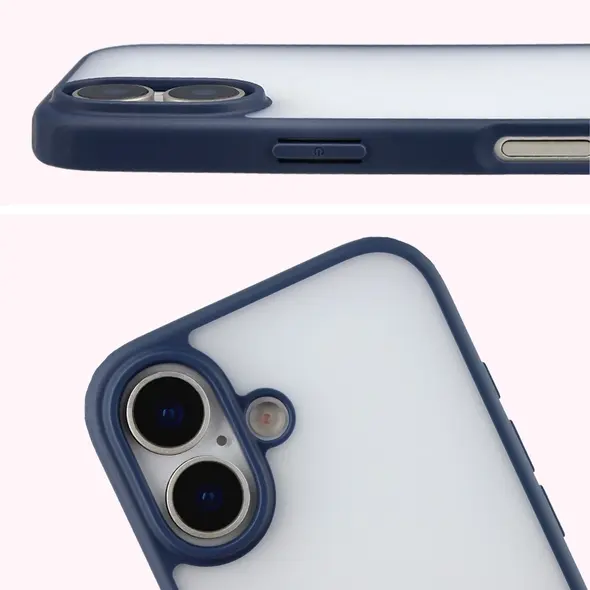 Etui Bizon Case Angelo do Apple iPhone 17 półprzezroczyste z granatową ramką