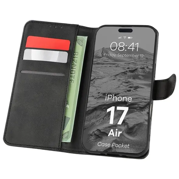 Etui z klapką Bizon Case Pocket do Apple iPhone 17 Air czarne