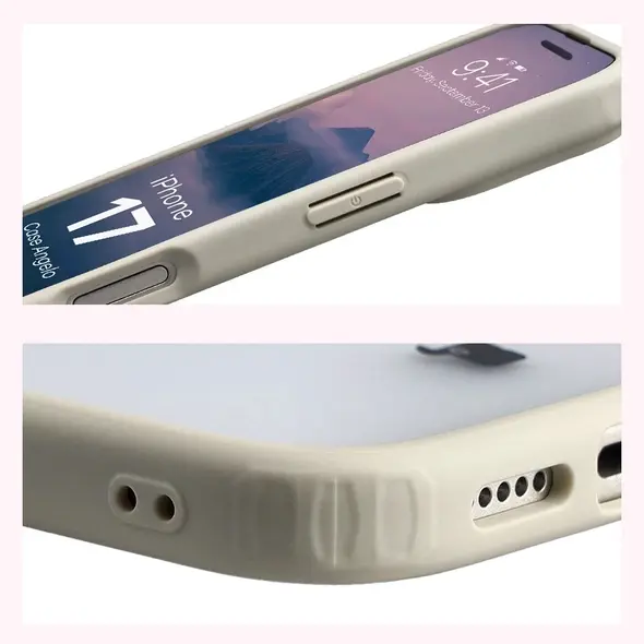 Etui Bizon Case Angelo do Apple iPhone 17 półprzezroczyste z beżową ramką
