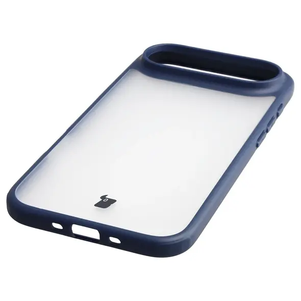 Etui Bizon Case Angelo do Apple iPhone 17 Air półprzezroczyste z granatową ramką