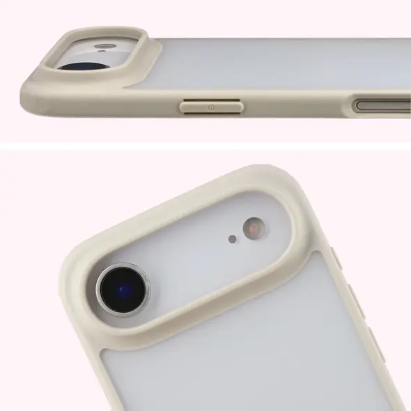 Etui Bizon Case Angelo do Apple iPhone 17 Air półprzezroczyste z beżową ramką
