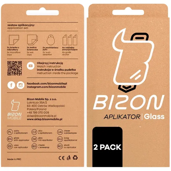 Szkło hartowane z ramką do łatwej aplikacji Bizon Glass Aplikator do Apple iPhone 17 Air [2 PACK]