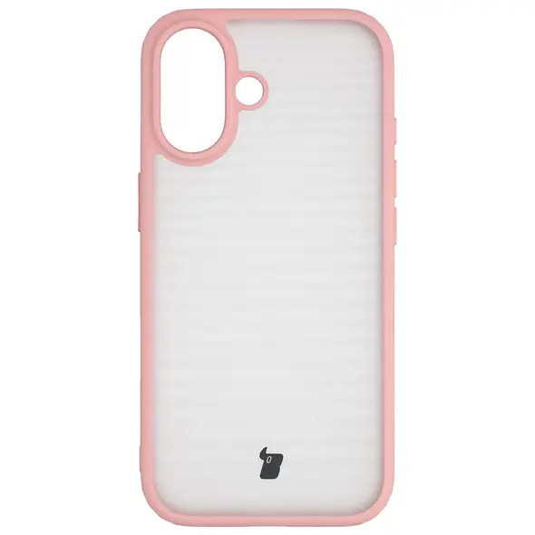 Etui Bizon Case Angelo do Apple iPhone 17 półprzezroczyste z jasnoróżową ramką