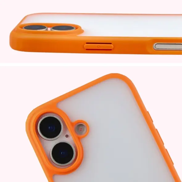 Etui Bizon Case Angelo do Apple iPhone 17 półprzezroczyste z pomarańczową ramką