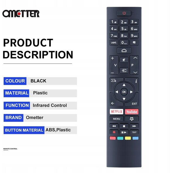 Pilot do TV HITACHI, TELEFUNKEN, TOSHIBA RC43157 Netflix,Youtube