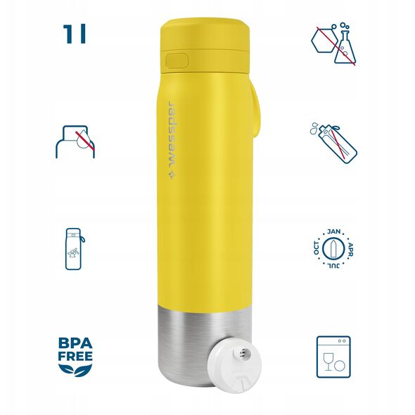Butelka filtrująca Wessper B2 STAINLESS STEEL Actitex™ 1000ml Yellow (WES276-1000-YL_K)