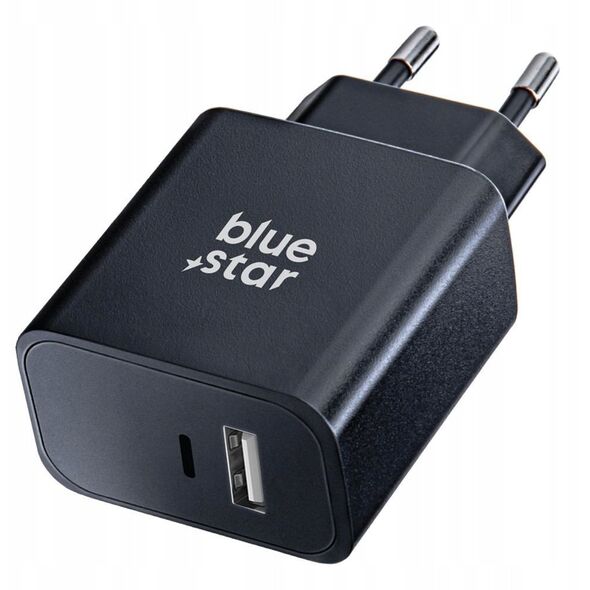 Ładowarka sieciowa do telefonu Blue Star USB C + USB A QC4.0 PD 3A 25W TFB-TC-25WPD czarna
