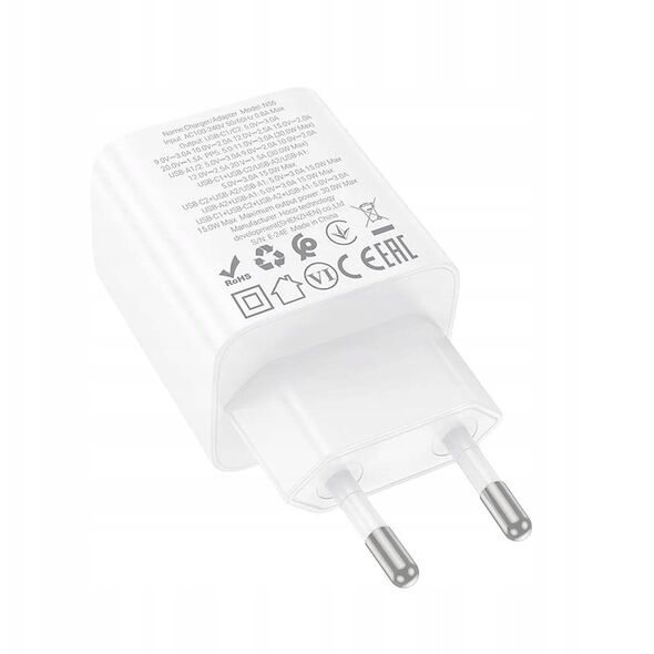 Ładowarka sieciowa do telefonu Hoco 2 x USB C + 2 x USB A QC3.0 PD 3A 30W N56 biała