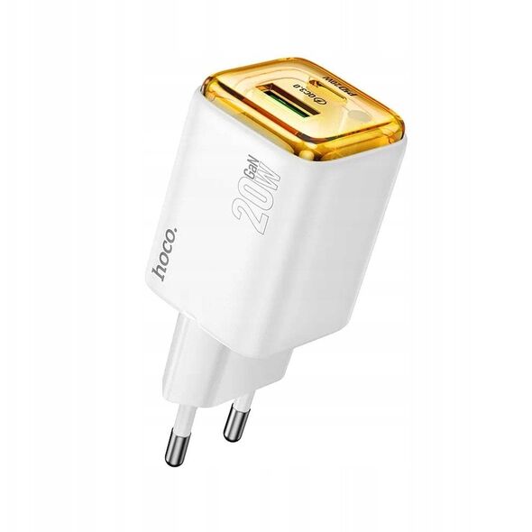 Ładowarka sieciowa do telefonu Hoco USB A + USB C QC3.0 PD 3A 20W N52 biała