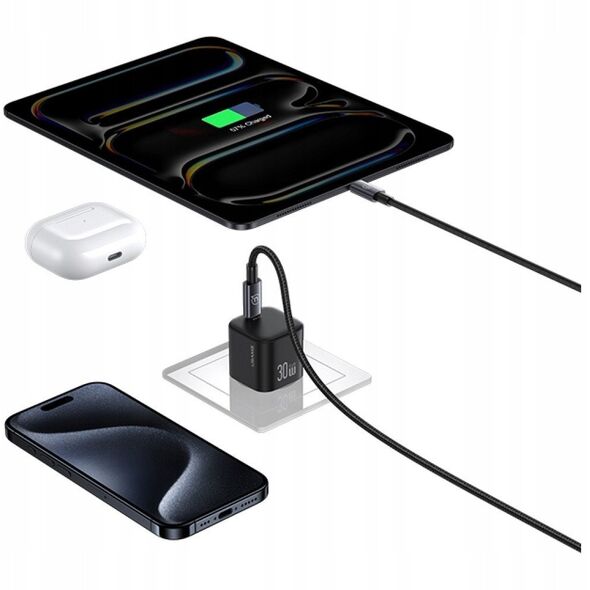 Ładowarka sieciowa USAMS JO Series CC262 30W USB-C + kabel USB-C/Lightning 1m biały