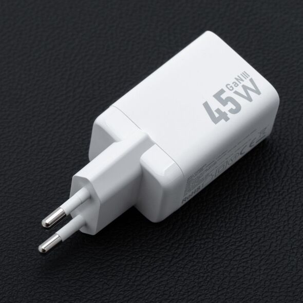 Ładowarka sieciowa do telefonu Forcell F-Energy Mini GaN III USB C + USB A PD QC4.0 45W VT-36 biała