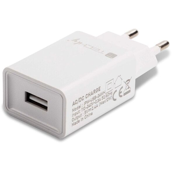 Ładowarka sieciowa USB 12W/2.4A 5V biała