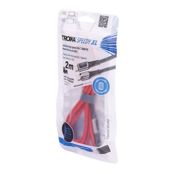 TROIKA CBL20/RD kabel USB 2 m USB C USB C/Lightning Czerwony