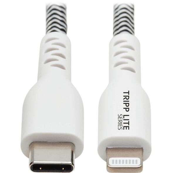 Eaton Tripp Lite Series Heavy-Duty USB-C to Lightning Sync/Charge Cable, MFi Certified - M/M, USB 2.0, 10 ft. (3.05 m) - Lightning-Kabel - 24 pin USB-C mannlich zu Lightning mannlich - 3 m - Schwarz, weiss