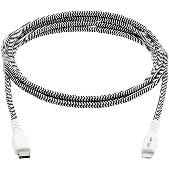 Eaton Tripp Lite Series Heavy-Duty USB-C to Lightning Sync/Charge Cable, MFi Certified - M/M, USB 2.0, 10 ft. (3.05 m) - Lightning-Kabel - 24 pin USB-C mannlich zu Lightning mannlich - 3 m - Schwarz, weiss