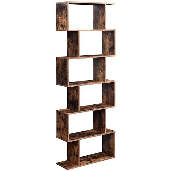 Regał na książki rustykalny brąz 70x24x190 cm loft 6 półek
