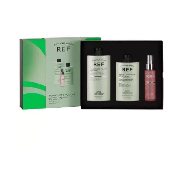 Gift Box Set Ref Stockholm: Weightless Volume, Sulfates-Free, Hair Shampoo, Texturizing & Volumizing, 285 ml + Weightless Volume, Sulfates-Free, Hair Conditioner, Smoothens & Volume, 245 ml + Shine Elixir, Hair Serum, Softening, 80 ml Unisex