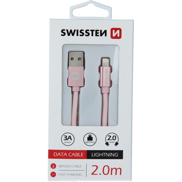 Swissten Textile Fast Charge 3A Lightning Data and Charging Cable 2m