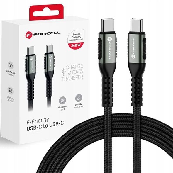 Kabel USB C do USB C Forcell F-Energy QC4.0 PD 5A 240W Cafule 0,5 m C263 czarny