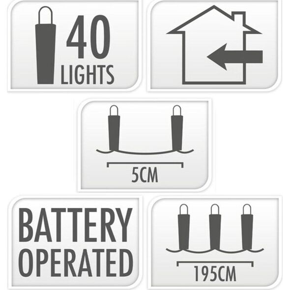 Lampki druciki na baterie girlanda 40 led ciepły biały