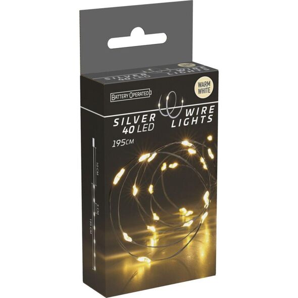 Lampki druciki na baterie girlanda 40 led ciepły biały