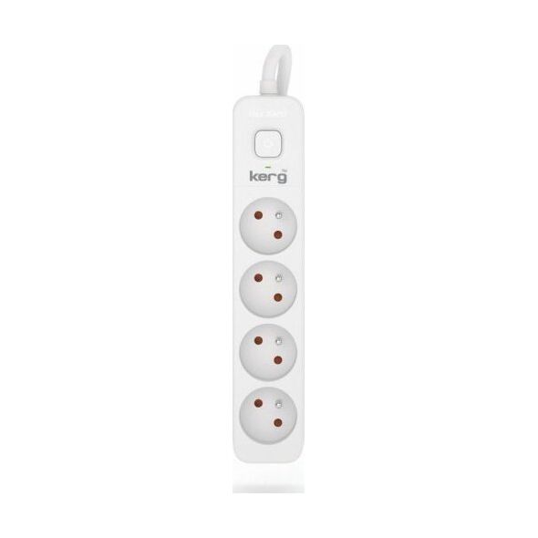 Kerg Przedłużacz KERG z wyłącznikiem-4 gniazda-biało-szary-3m-16A-H05VV-F-3x1,5mm2