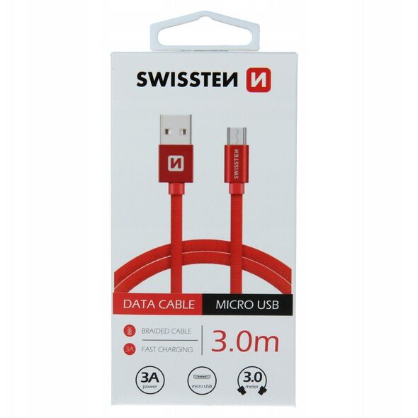 Swissten Textile Quick Charge Universal Micro USB Data and Charging Cable 3m