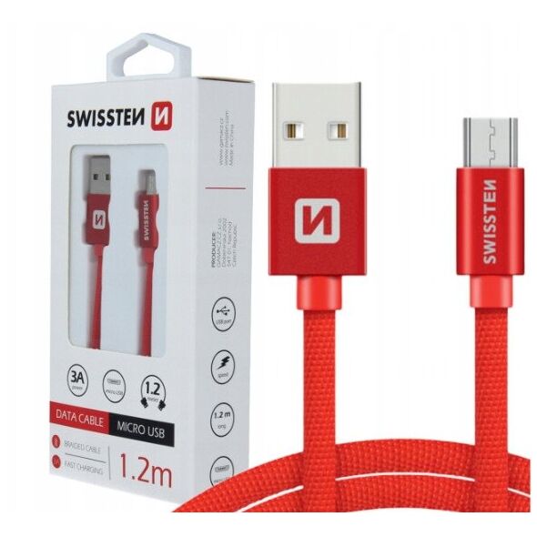 Swissten Textile Quick Charge Universal Micro USB Data and Charging Cable 3m