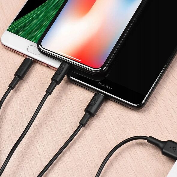 Kabel 3w1 USB A do Lightning / Micro USB / USB C Hoco 2A 1 m X25 czarny