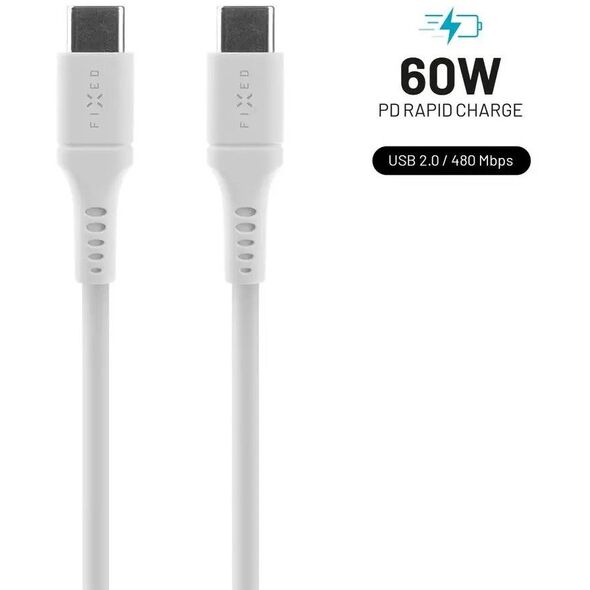 Fixed USB-C/USB-C i obsługą PD, 0,5 m, USB 2.0, 60 W, biały