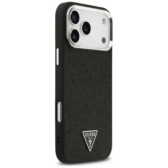 Etui Guess Glitter Triangle Logo MagSafe do Apple iPhone 17 Pro Max czarny