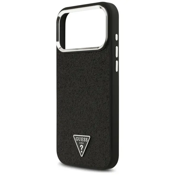 Etui Guess Glitter Triangle Logo MagSafe do Apple iPhone 17 Pro Max czarny