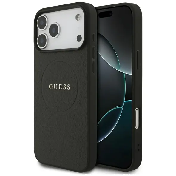 Etui Guess Grained Ring MagSafe do Apple iPhone 17 Pro Max czarny