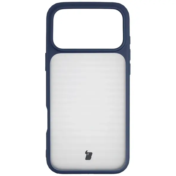 Etui Bizon Case Angelo do Apple iPhone 17 Pro Max półprzezroczyste z granatową ramką