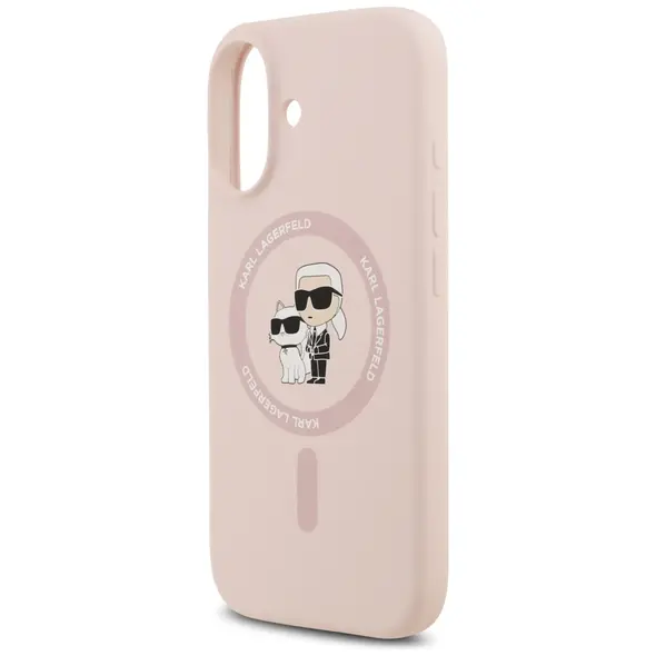Etui Karl Lagerfeld Silicone Karl&Choupette Ring MagSafe do Apple iPhone 17 różowy