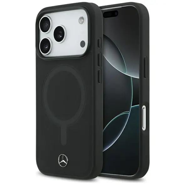 Etui Mercedes Plain Smooth Leather        MagSafe do iPhone 17 Pro czarny