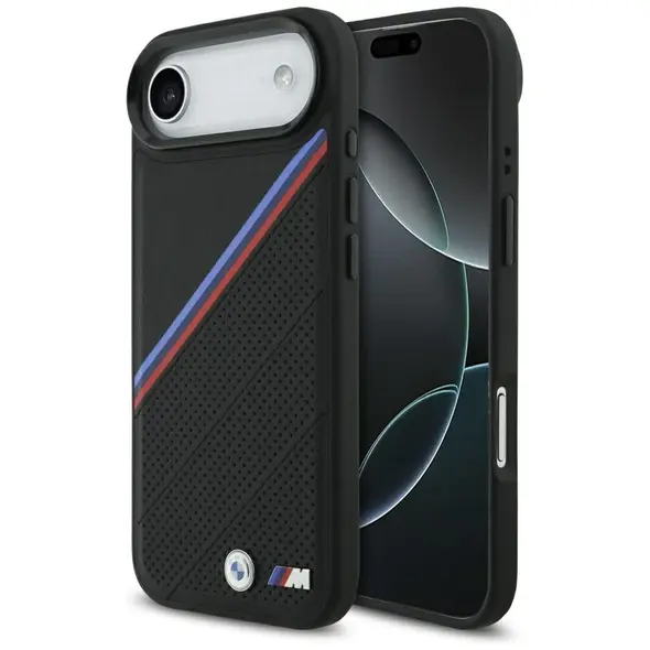 Etui BMW M Tricolor Metal Logo MagSafe do Apple iPhone 17 Air czarny