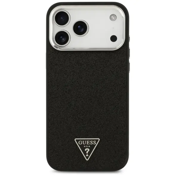 Etui Guess Glitter Triangle Logo MagSafe do Apple iPhone 17 Pro Max czarny