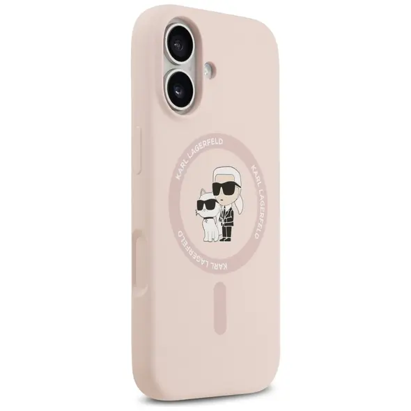 Etui Karl Lagerfeld Silicone Karl&Choupette Ring MagSafe do Apple iPhone 17 różowy