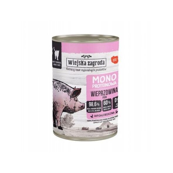 Karma mokra dla kota Monobiałkowa Wieprzowina (dorosły) 400g