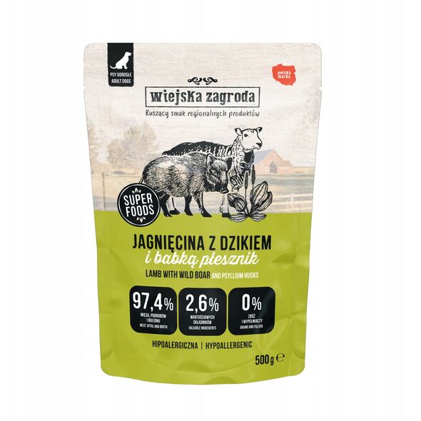 Karma mokra dla psa Jagnięcina z dzikiem (dorosły) 500g