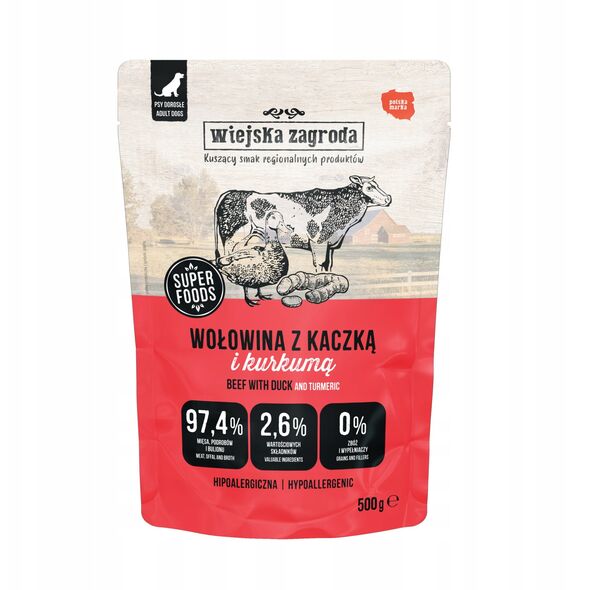 Karma mokra dla psa Wołowina z kaczką (dorosły) 500g