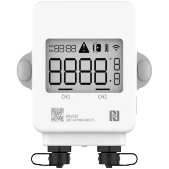 Milesight TS302 2x wejście na czujnik temperatury na przewodzie lub kontaktron z ekranem LCD LoRaWAN i pamięcią lokalną 10000 pomiarów