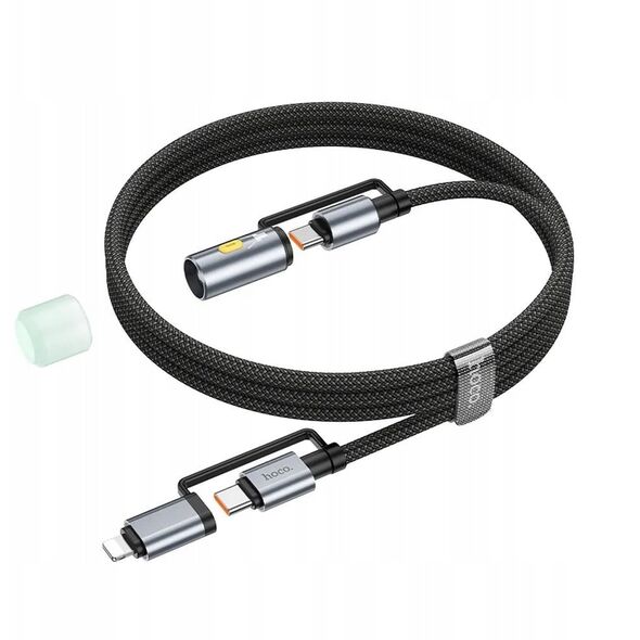 Kabel All-in-one USB C / Lightning do USB C / LED Light Hoco PD 3A 60W 1,2 m U138 czarny
