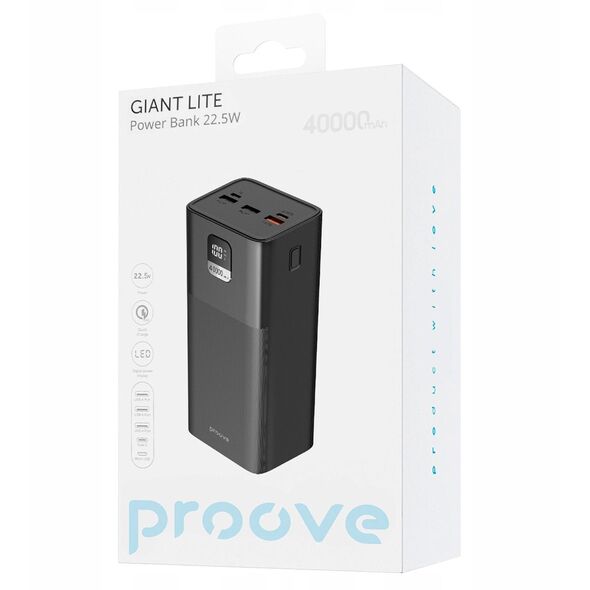 POWERBANK Podróżny Mocny 40000mAh 22.5W 3x USB USB-A 1x USB-C TYPE-C PROOVE / PBGI20312201 / Giant Lite