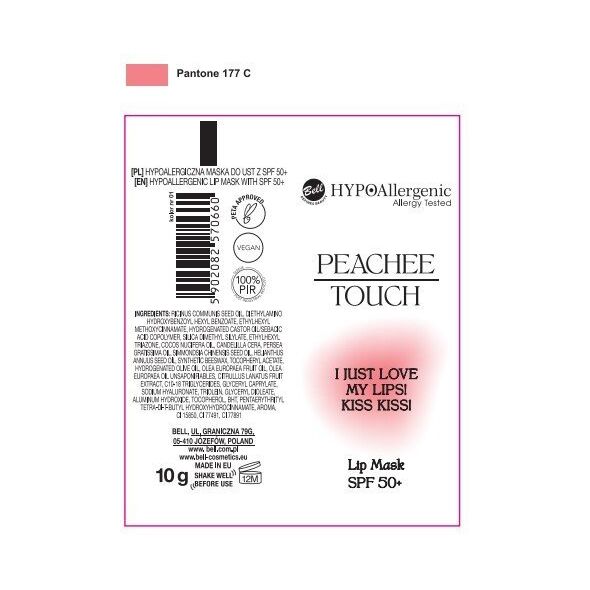 BELL HYPOAllergenic Maska hypoalergiczna do ust z SPF 50+ Peachee Touch 10 g