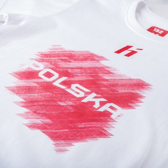 Huari Dziecięca koszulka z krótkim rękawem Huari Poland Fan Kids white/racing red rozmiar 122